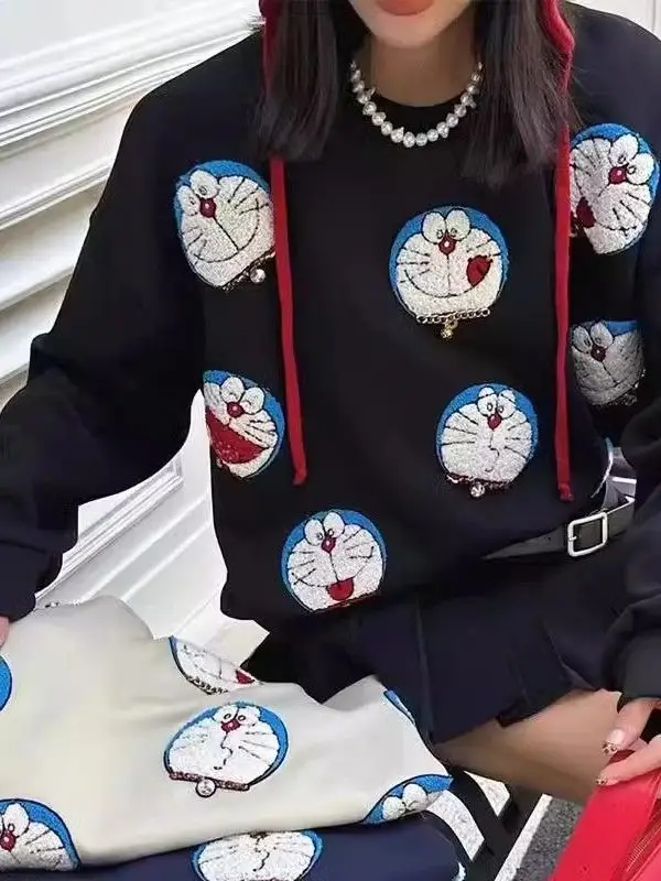 เสื้อสเวตเตอร์ไซส์ใหญ่พิเศษ 300 ปอนด์ ปักลายหนัก สำหรับฤดูใบไม้ร่วงและฤดูหนาว เนื้อผ้าบาง ผู้หญิงไซส์พลัส แฟชั่น คอกลม แขนยาว