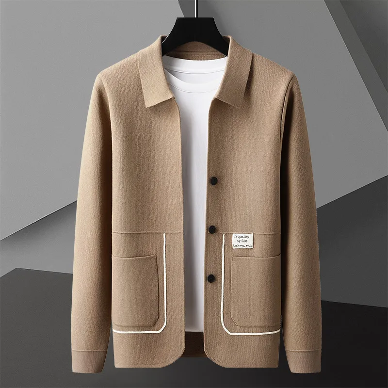 2024 Autumn/Winter High end Fashion Men's Knitted Coat Designer's New Youth Simple Boutique Leisure Solid Color Sweater Cardigan