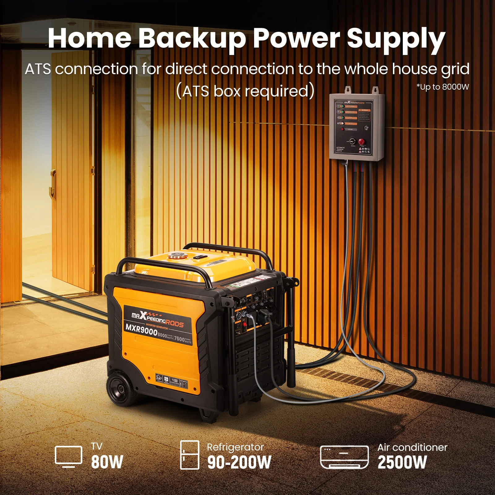 Portable Generator 7500W 8000W Silent Variable Frequency Alternator Inverter Gasoline Powered Generator