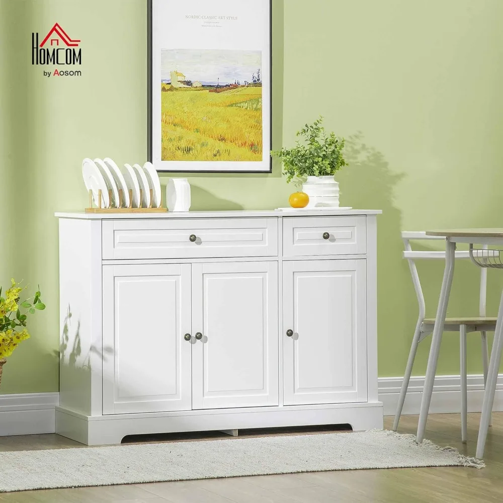Factory Direct 2026 Buffet Cabinet, Sideboard with Storage Drawers, Adjustable Shelves, White, for Kitchen, Entryway