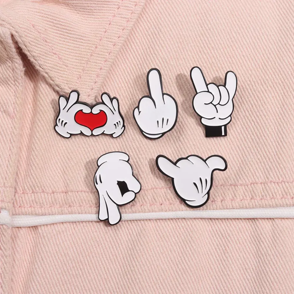 Creative Cartoon Cute Mouse Gloves Badge Brooch Funny Gesture Metal Badge Jewelry For Friend Bag Clothing Hat Accessories