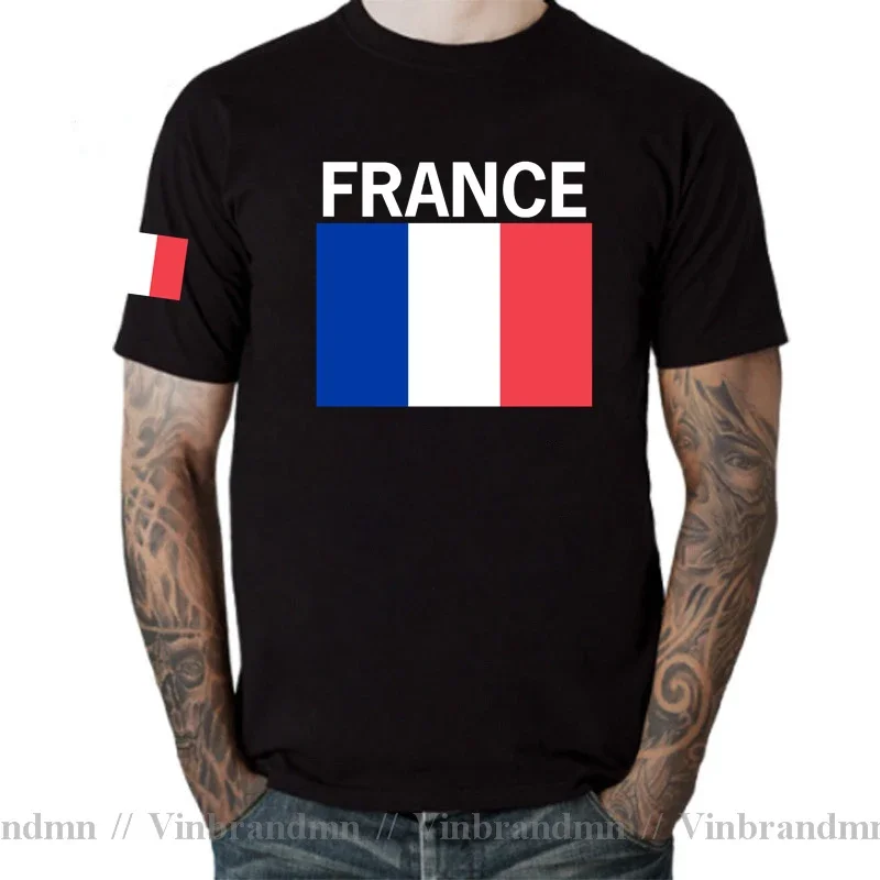 France French T shirt Man Jerseys T-shirt 100% Cotton Nation Team Tshirt Classic Meeting Fan Streetwear Tops Gyms Fitness FRA FR