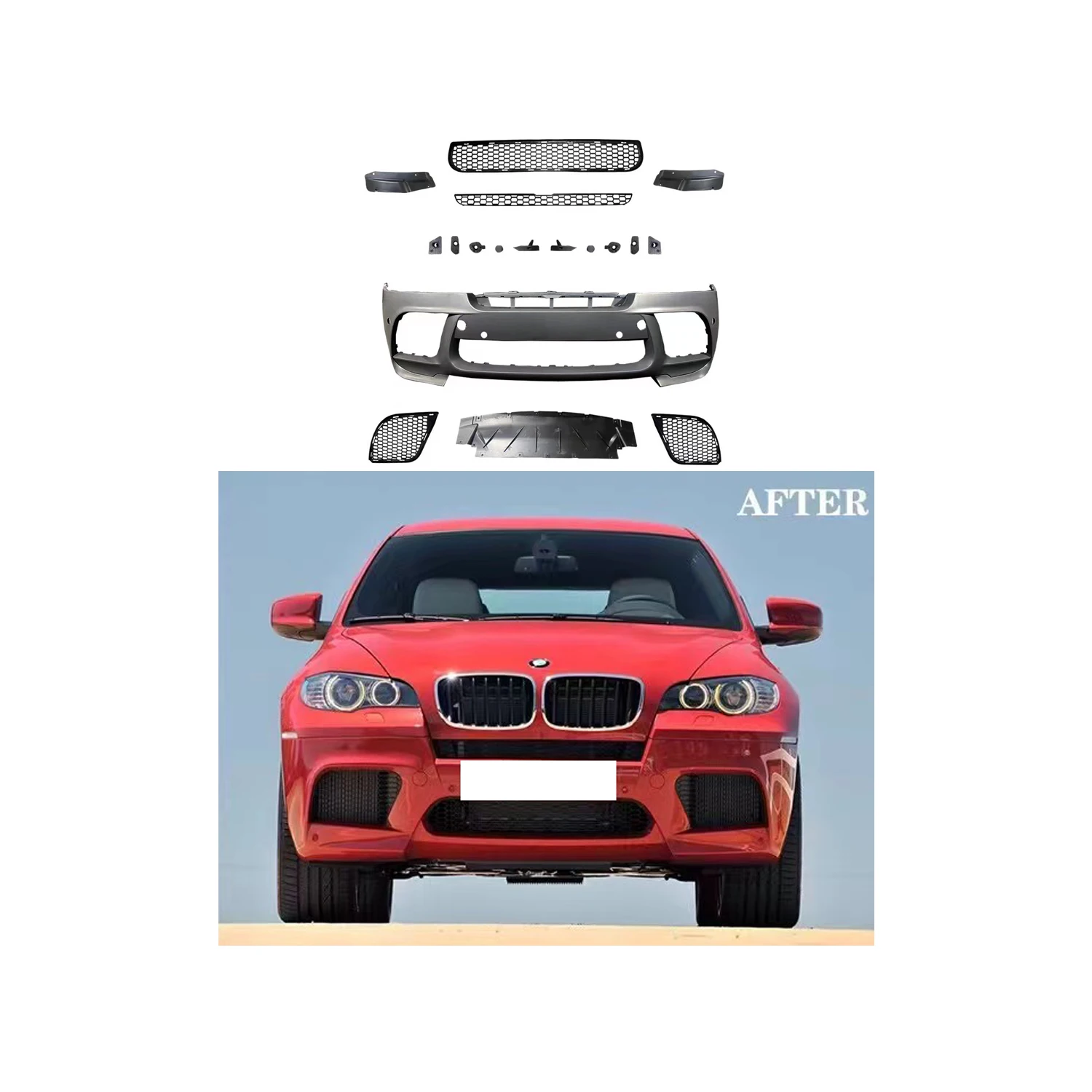 

Modified for X6M Style Front Bumper With Grill For X6 (E71) -2007-2014 UPGRADE X6M 2018-2022 FRONT BUMPER