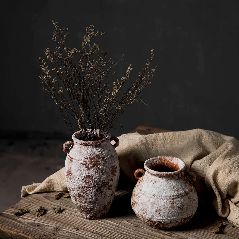 

Антикварная грубая керамическая посуда, новая настольная композиция из фарфора, легкая роскошь, высококачественные ретро-украшения.