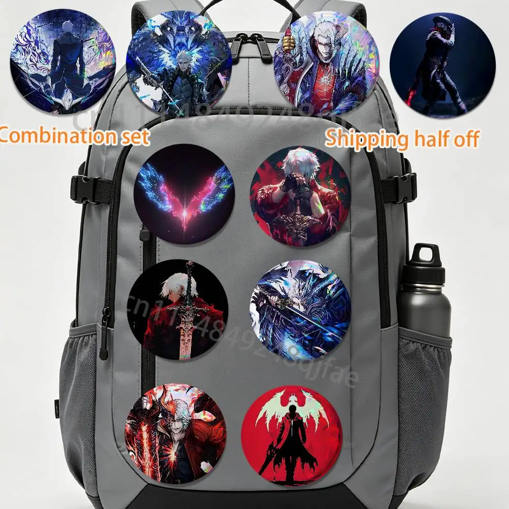 Dante Devil game May Cry DMC Vergil 2 piece set Pins Creativity Printed Pictures Text Metal Lapel Badges Brooches Jewelry Gift