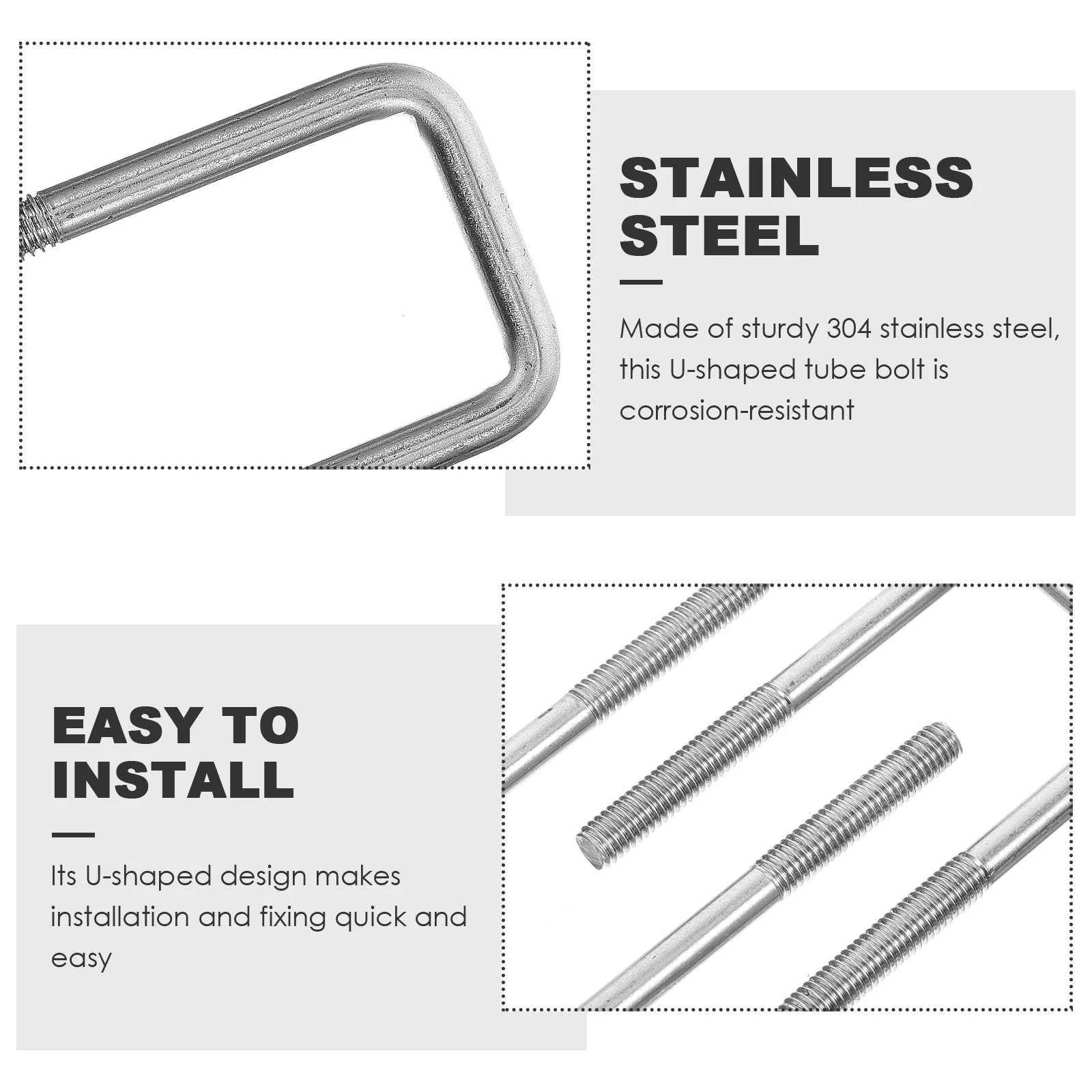

5pcs 304 Stainless Steel U shaped Square Card Bolts M6 25 70 Durable Corrosion resistant Fastening Hardware Tube Clamp