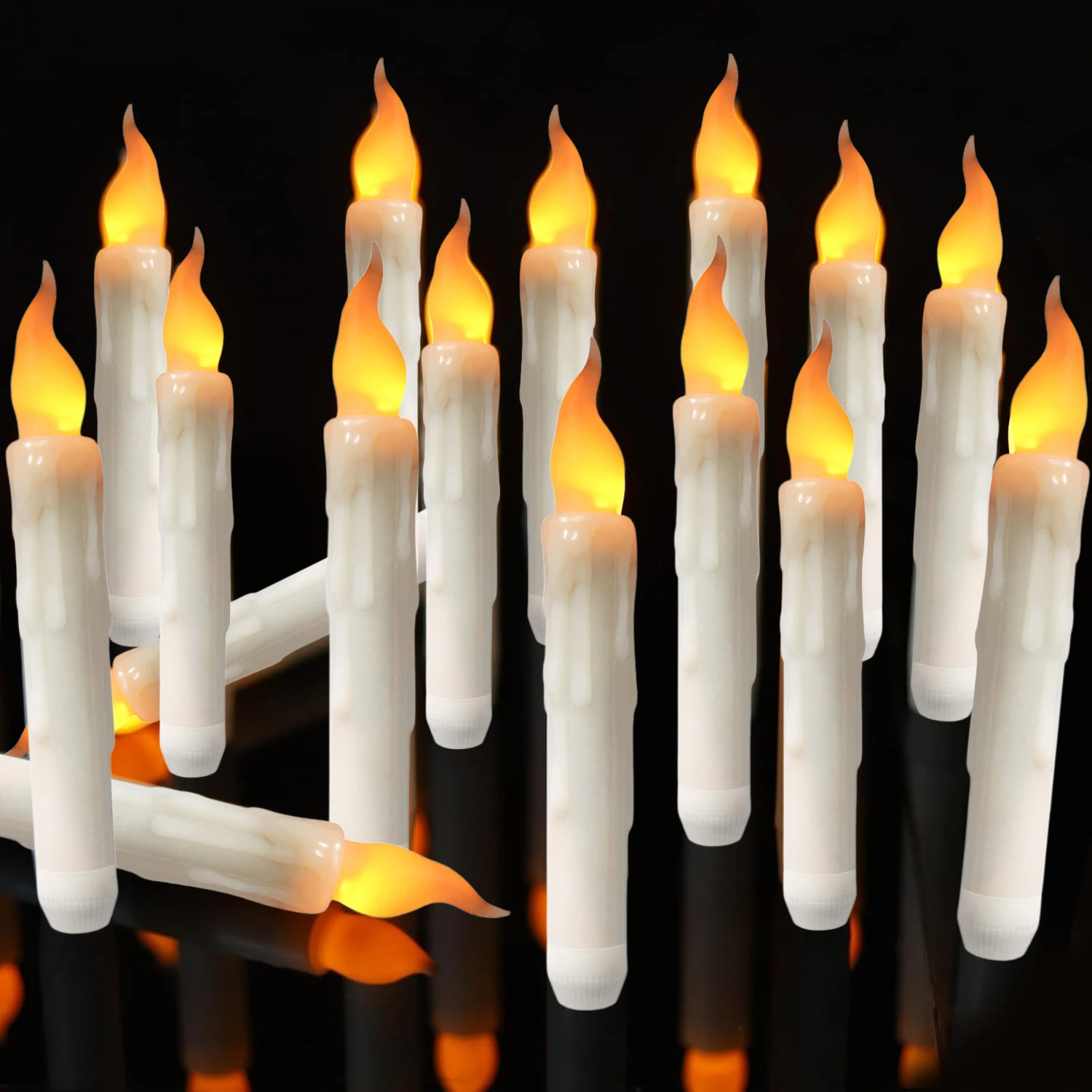 6.5inch LED Taper Candles Flameless Candlesticks Battery Operated Window Candles for Christmas Halloween Churches Birthday Party