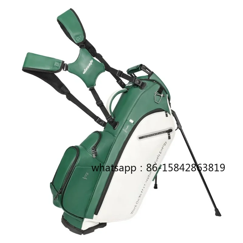 Wholesale Unisex Green Double Shoulder Vertical Multi-Pocket Portable 6-Way Top Divider PU Leather Golf Bag