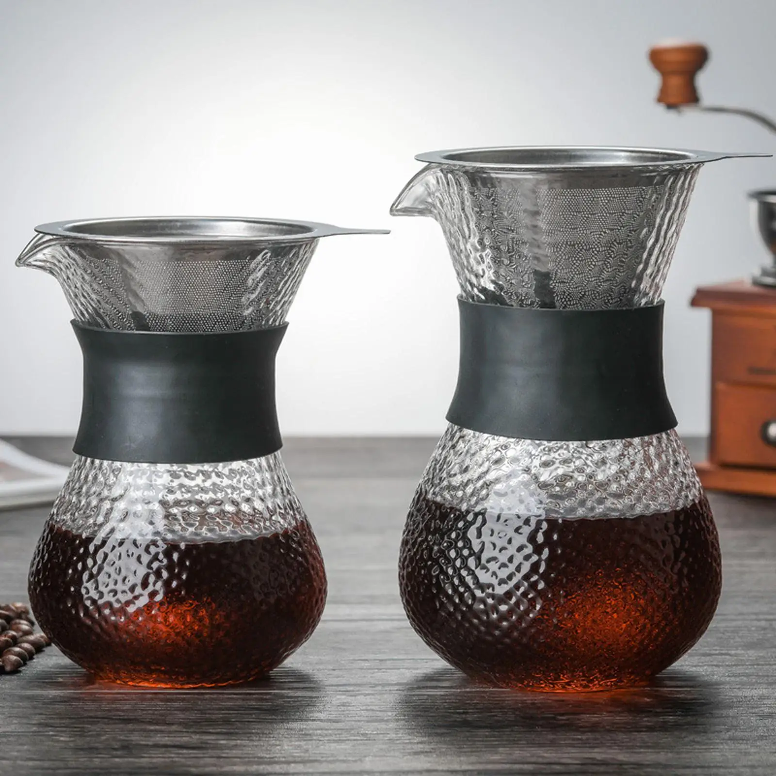 Coffee Dripper Brewer Set Glass Carafe with Steady Flow V Spout for Manual Pour over Camping Kitchen and Home Use