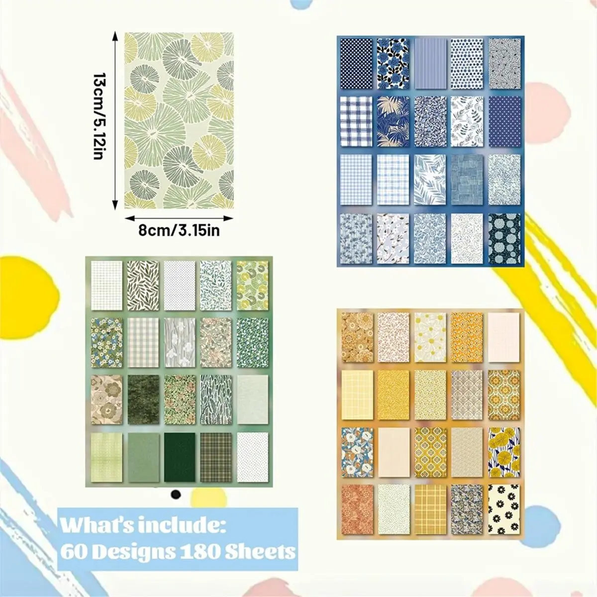 2026 New 3 Theme Packs 180 Sheets Scrapbook Paper,13 X 8 cm Scrapbook Accessories, Journaling Accessories, Craft Paper