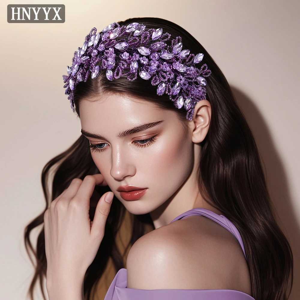 

HNYYX Bridal Wedding Hair Accessory Marquise Rhinestone Baroque Headwear For Women Crystal Fashion Head Hoop Jewelry A165 Purple