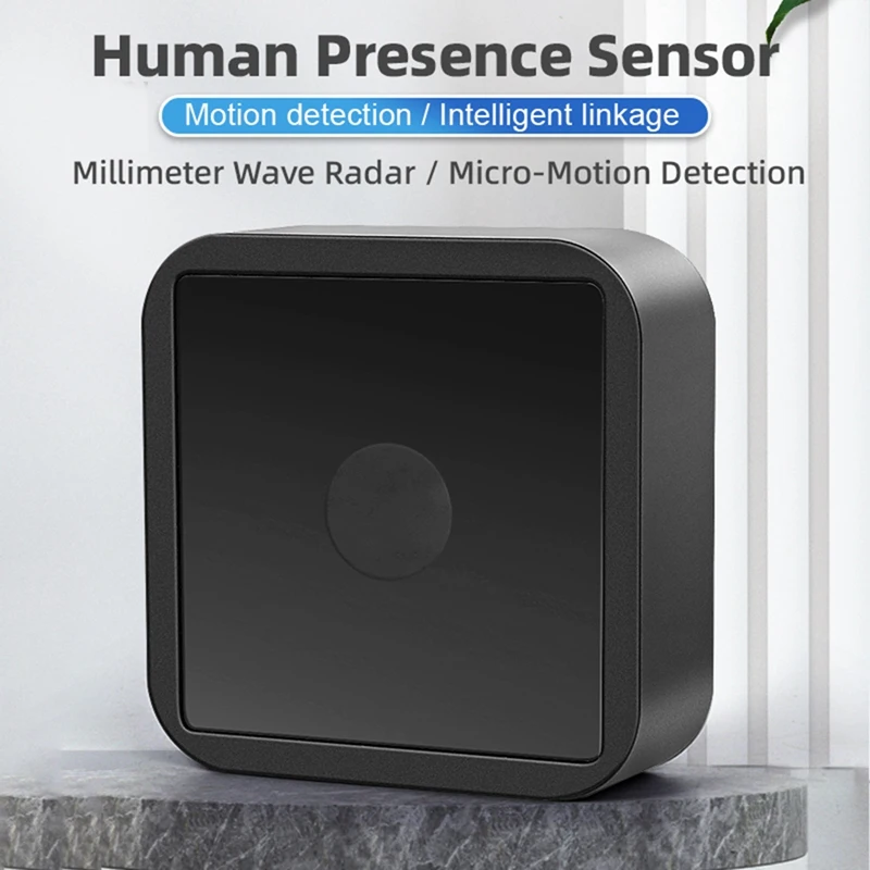 1 Piece Wifi Human Presence Sensor Mmwave Radar High Precision Sensing Smart Home Human Body Presence Sensor Support Tuya Black