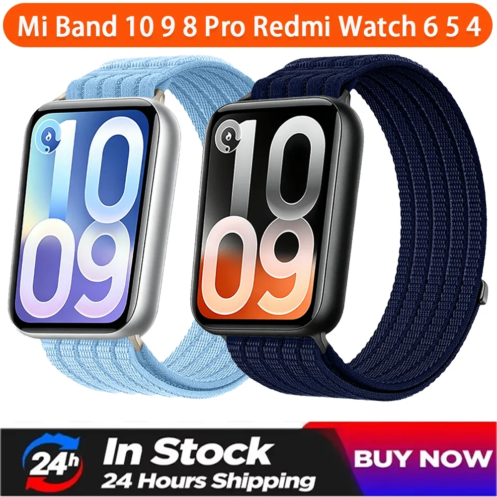 Sport Nylon Geflochtenes Armband für Xiaomi Mi Band 10 Pro 9 Pro 8 Pro Komfortables Armband für Redmi Watch 6 5 4 Correa Gürtel