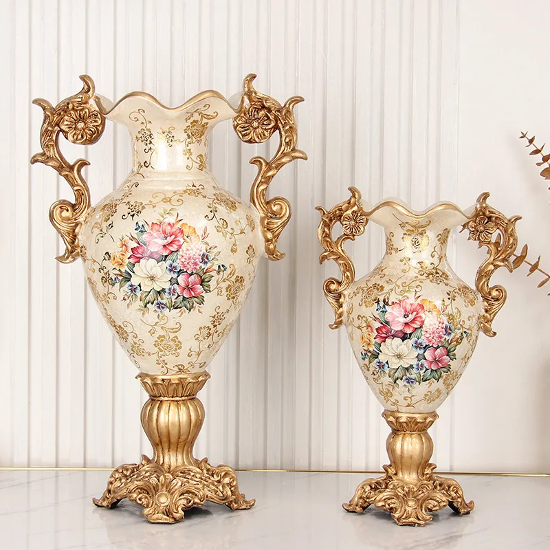 

Luxury hotel ceramic flower bedside vase flower painted white enamel luxury room decoration