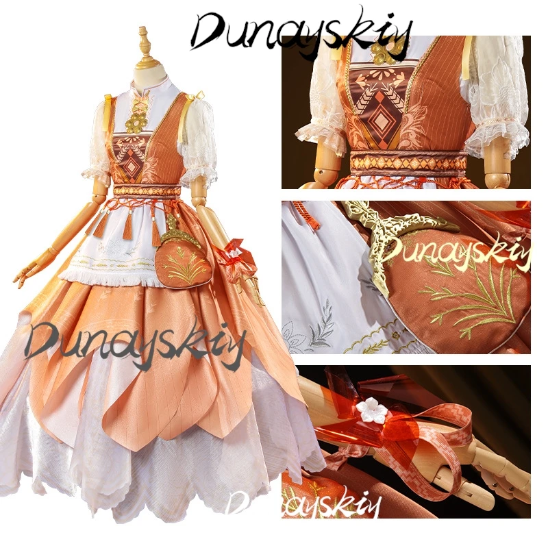 Game Infinity Nikki Cosplay Lolita Orange Dress Nikki Hometown Breeze Cosplay Costume Wig Girls Gown Party Prop Customized Item