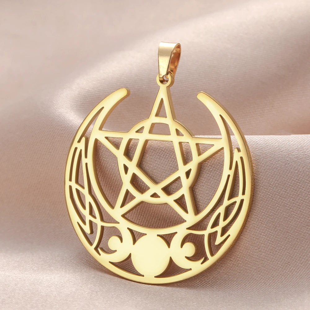 Dawapara faza księżyca Pentagram konstelacje wisiorek Wiccan Pagan magiczny Amulet Charms ze stali nierdzewnej do tworzenia biżuterii