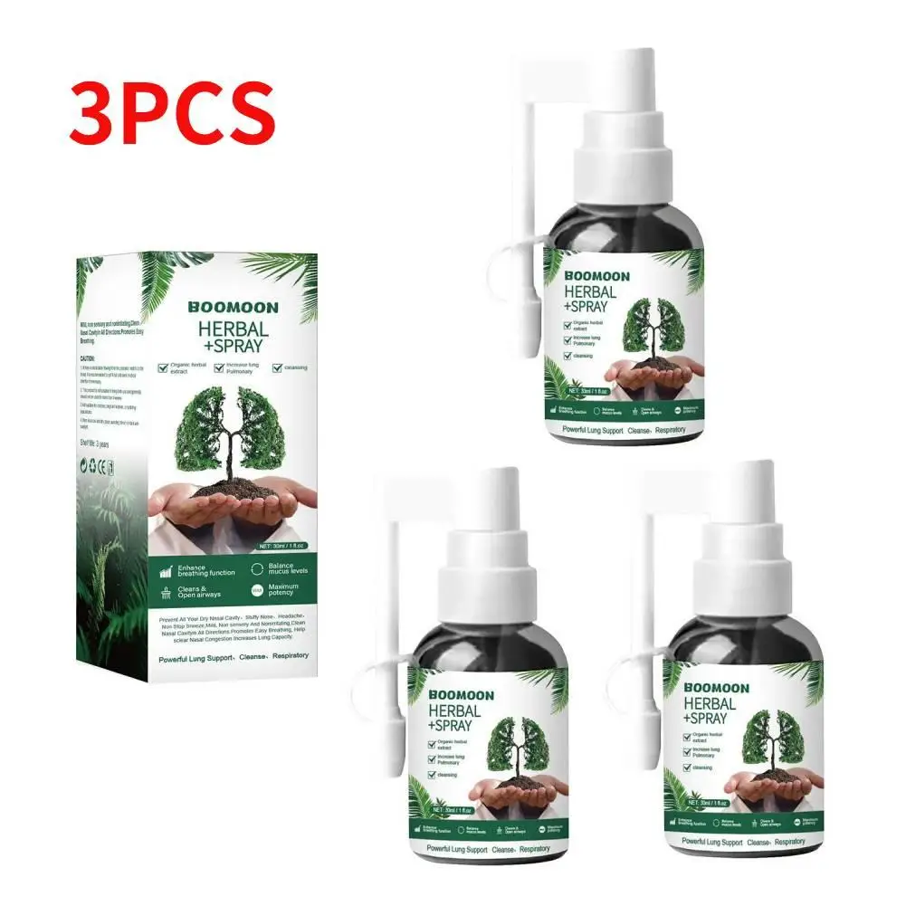 3pcs Herbal Lung Cleanse Spray Mist-Powerful Lung Support Clean Inflammation Relieve Spray Herbal Sore Quit Smoking