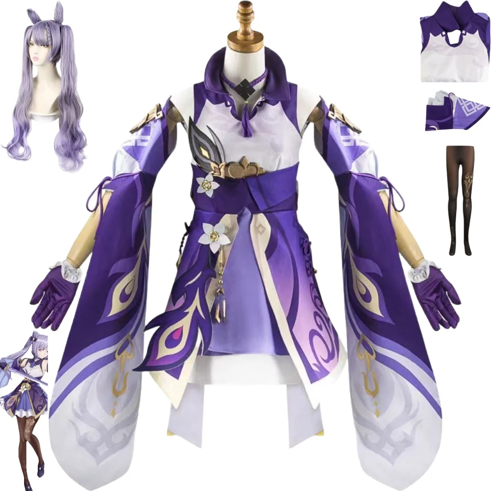 

Keqing Cosplay Costumes Game Genshin Impact Cosplay Sets Tops Dress in Halloween Carnival Party Comic Con Roplay Women Girls