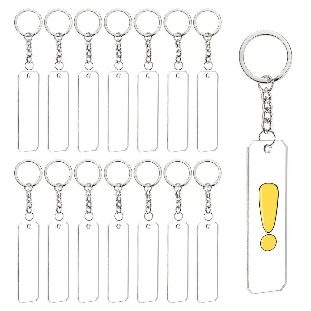 DIY Keychain Making Kits Including Acrylic Big Pendants 304 Stainless Steel Open Jump Rings Iron Split Key Rings Platinum