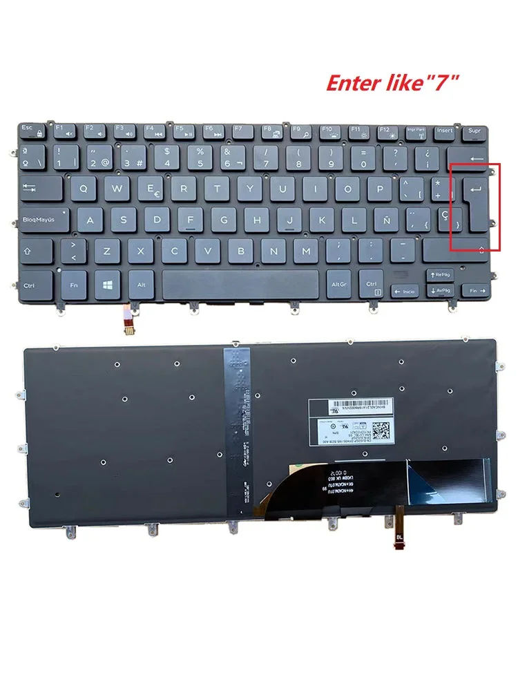 Imagem -03 - Teclado sp Original para Dell Xps 15 Retroiluminado Espanhol 9550 9560 9570 7590 Novo