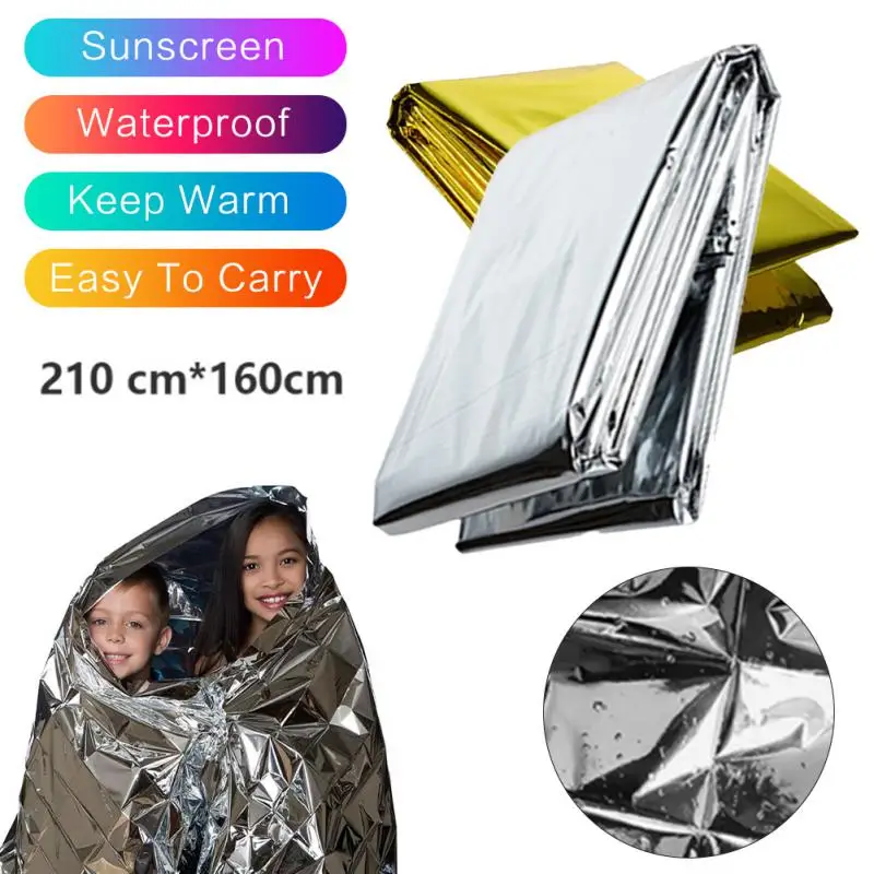 2pcs/set Outdoor Emergency Rescue Blanket Lifesave Warm Heat Bushcraft First Aid Kit Camp Keep Foil Lifesave Warm Heat Blanket