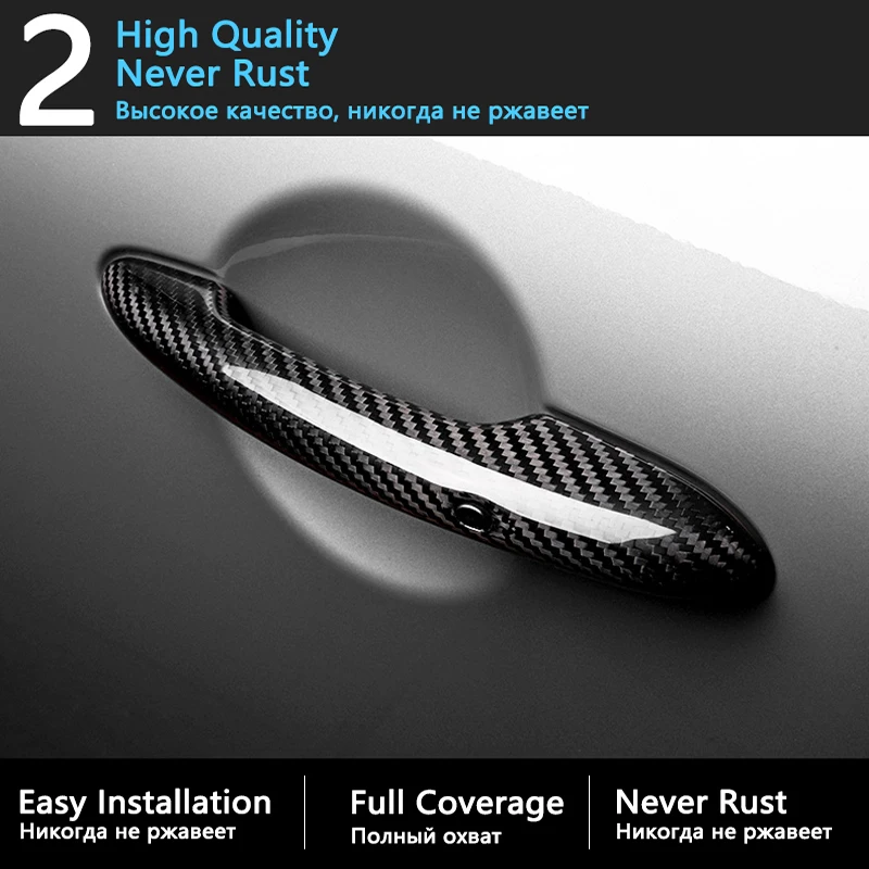 Carbon Fiber Exterior For Volkswagen VW Passat NMS USA A32 A33 2012~2019 Chrome Gloss Black Door Handle Bowl Set Car Accessories - view 3