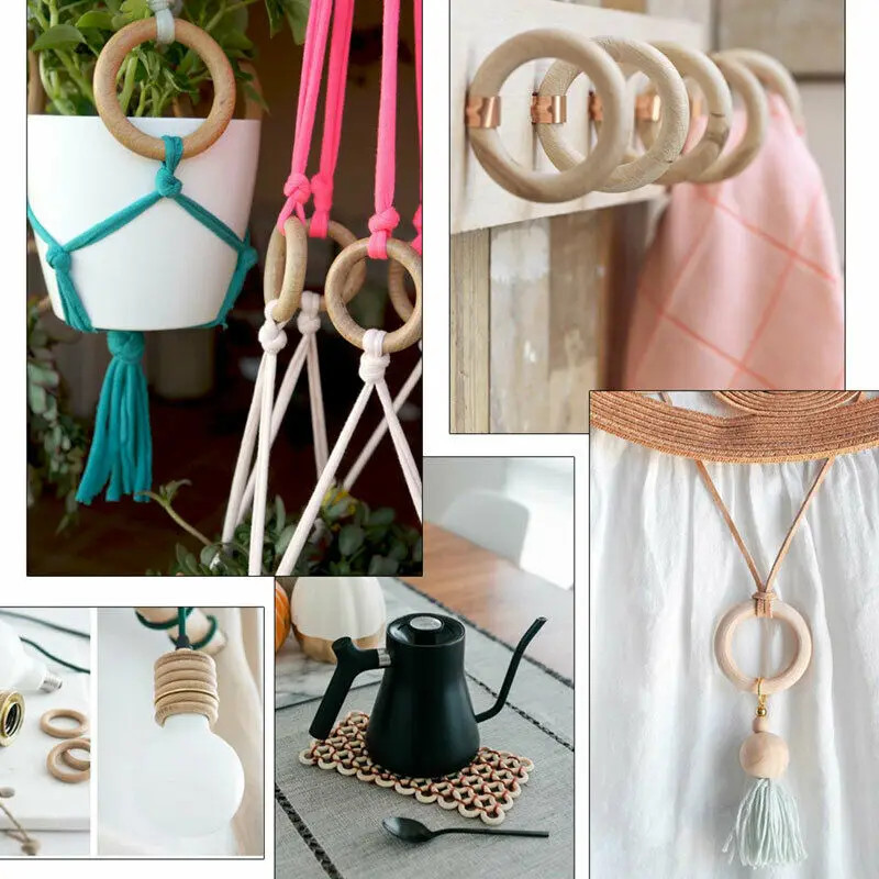 

20 Pcs Wooden Ring Baby Accessories Rings Crib DIY Kids Jewelry Curtain Child The