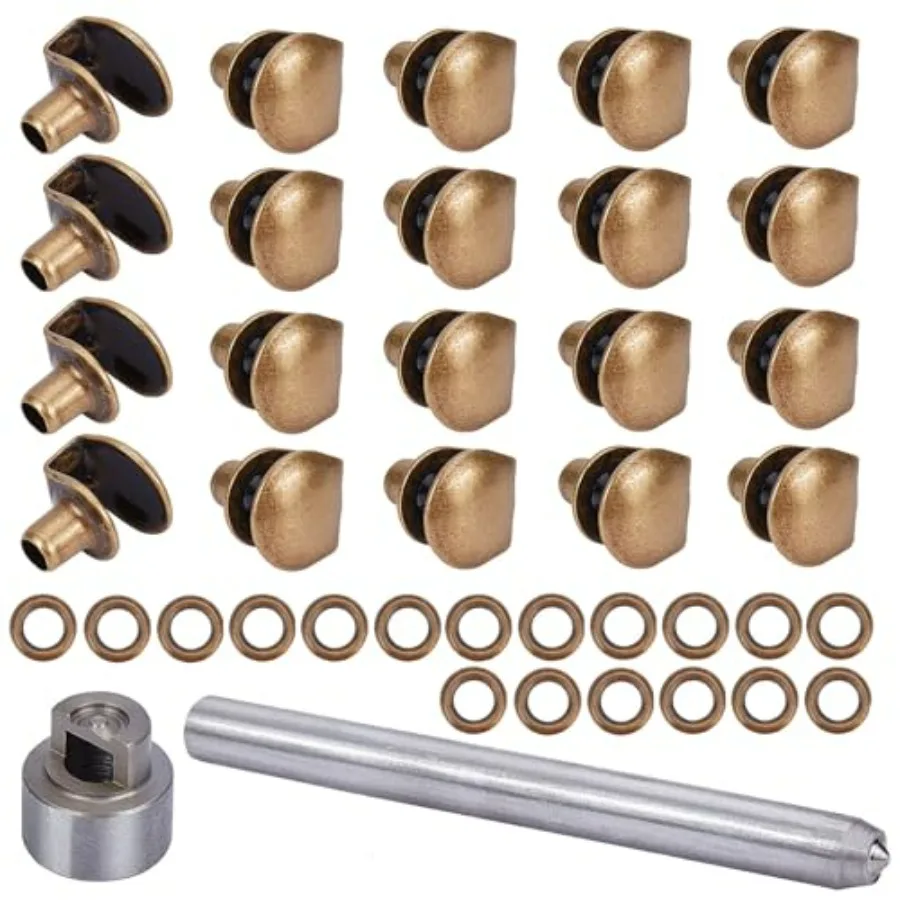

20 sets Boot Hooks Brass Shoes Eyelets Buckles Boot Lace Hooks Press Stud Tools with Rivets Shoe Repair Kit for Climb Hiking Sh