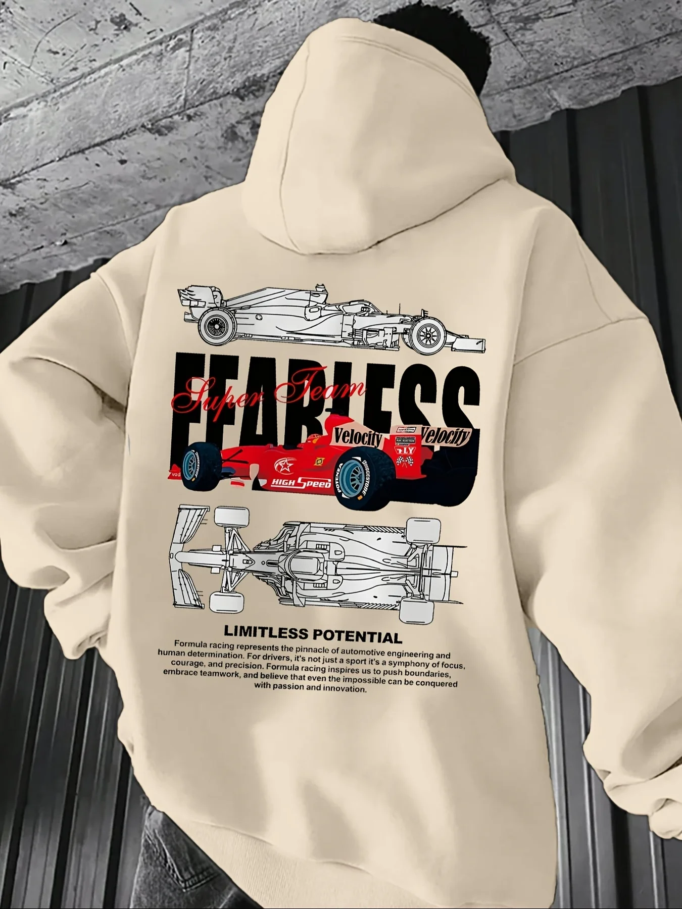 Men Autumn Winter Hoodie Formula‑1 Racing Car Graphic Print Streetwear Sweatshirt Loose, Warm and Comfortable