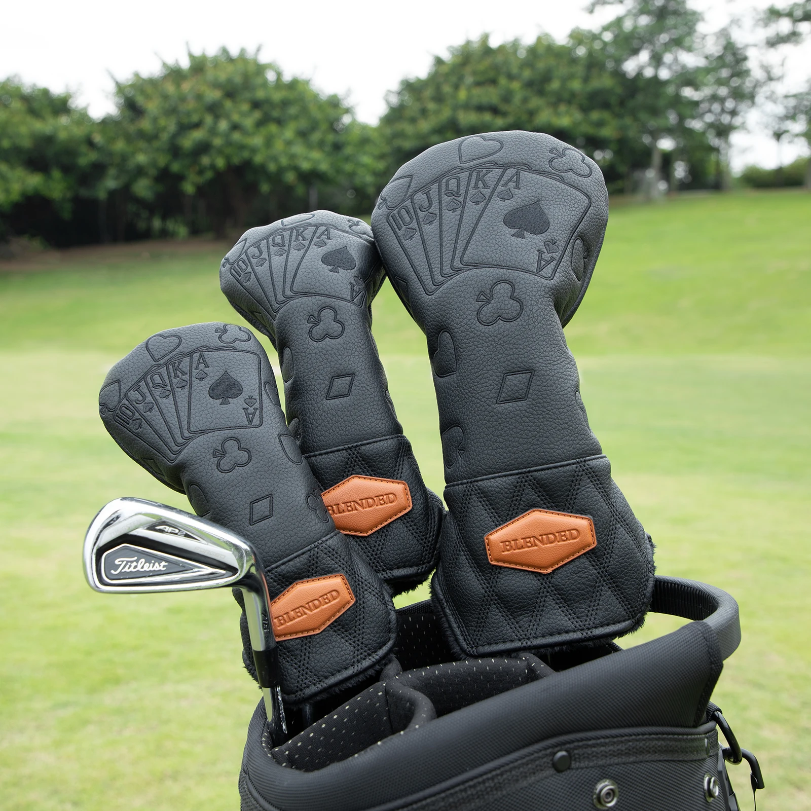 Black Lucky Poker Design High Quality Headcovers Embroidery Golf Club Driver Head Fariway Wood Hybrid Head Covers 3 Wood Headc