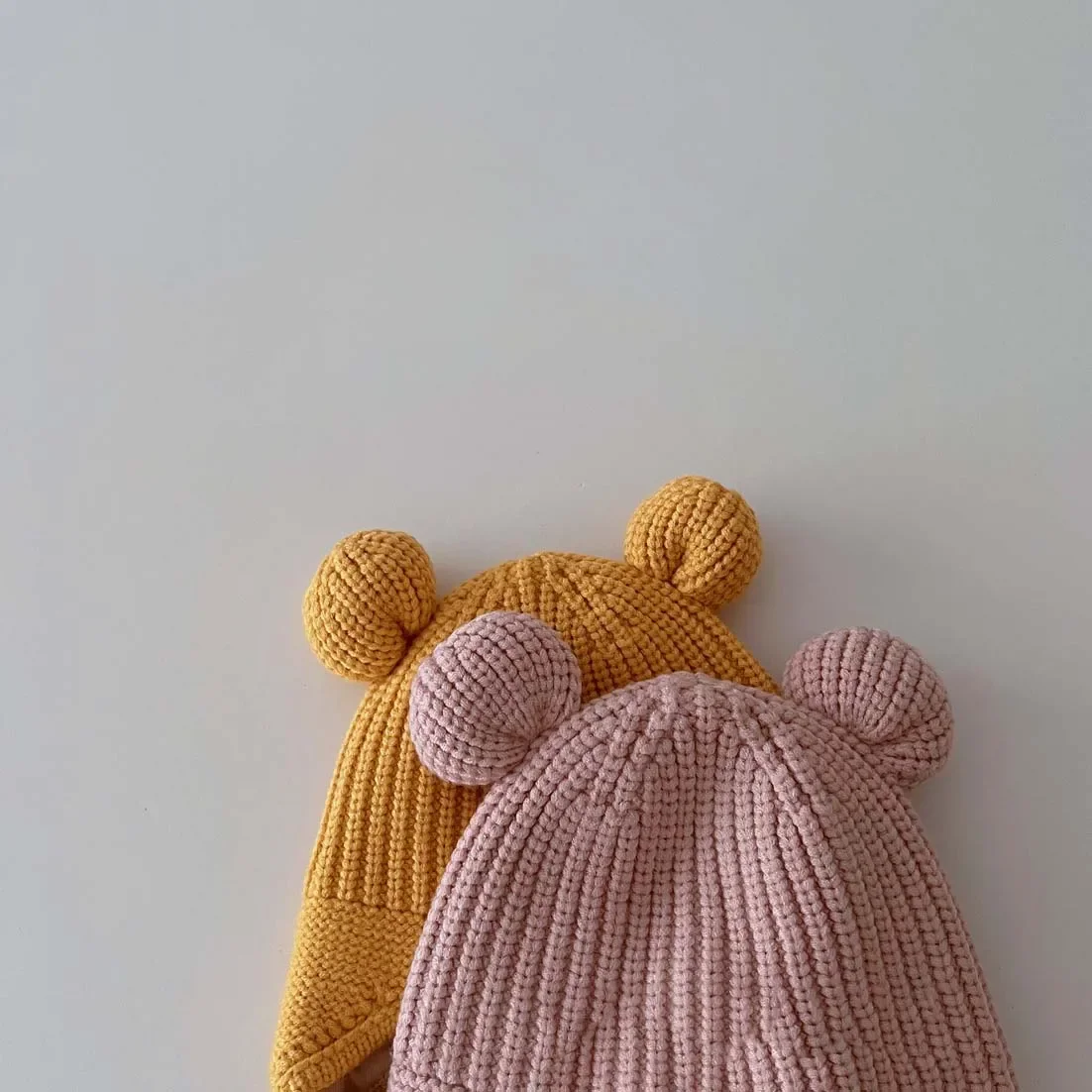 2023 Autumn Cute Kids Knitted Hat With Ear Children's Ear Protection Hat Baby Beanie Solid Color Pullover Knitted Hair