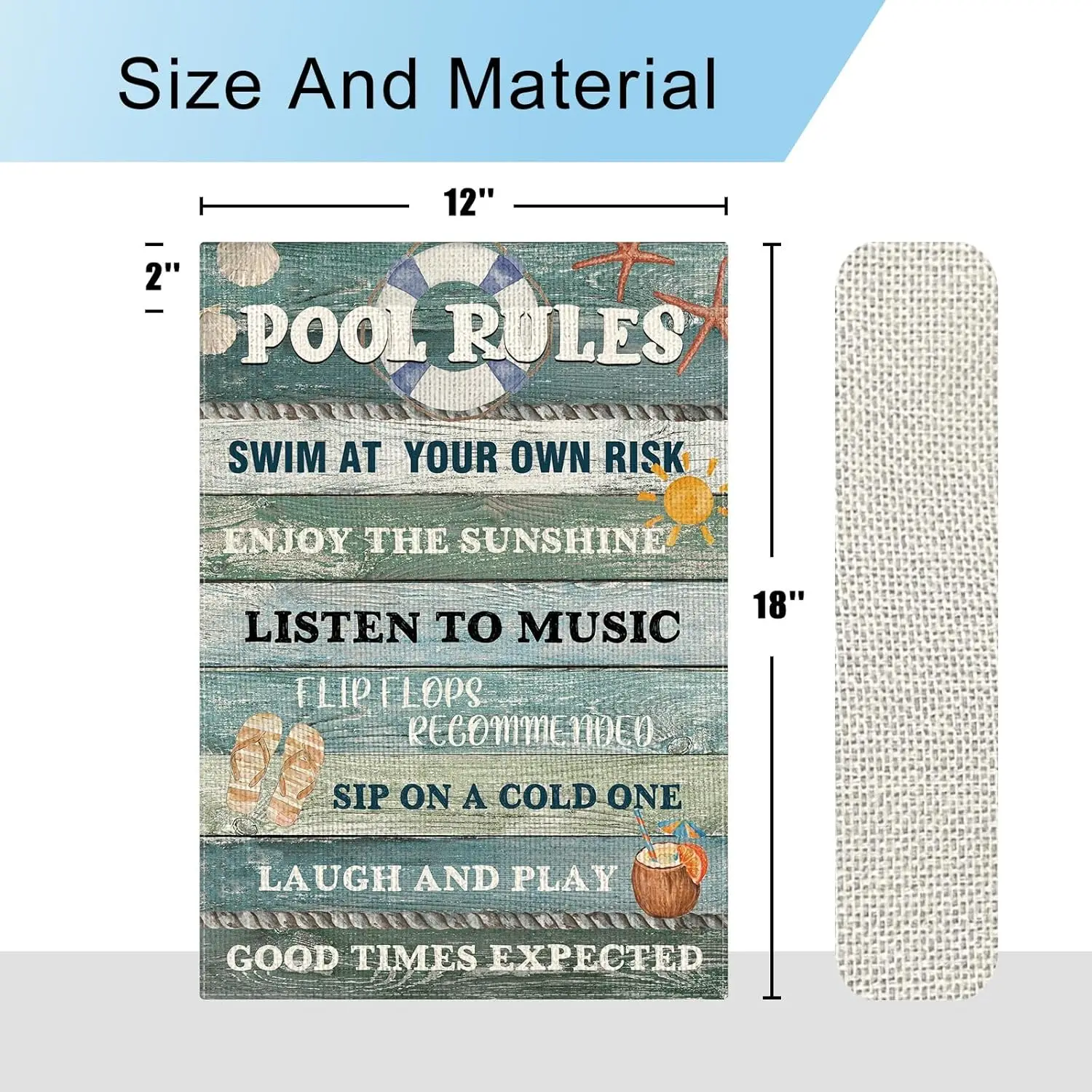 DLZDN Pool Rules Garden Flag 12×18 Inch Double Side Vertical Burlap Summer Beach Pool Farmhouse Yard Sign Seasonal Outdoor D jjp