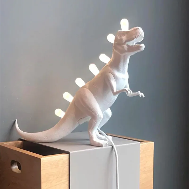 Jurajski dinozaur lampy stołowe kreatywny zwierząt żywicy lampa do sypialni lampa domowa rysunki wystrój pokoju kawaii wystrój światła