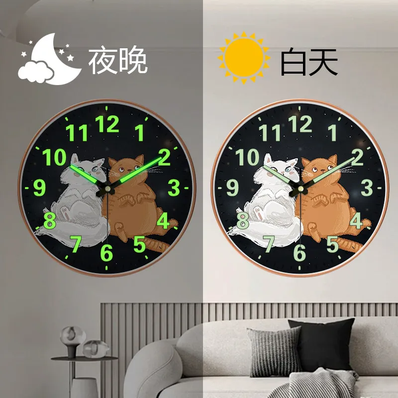 Modern Luminous Wall Clock Ink Wash 2D Dial High-Quality Frame Silent Movement Glow-in-the-Dark Clock for Living Room Bedroom