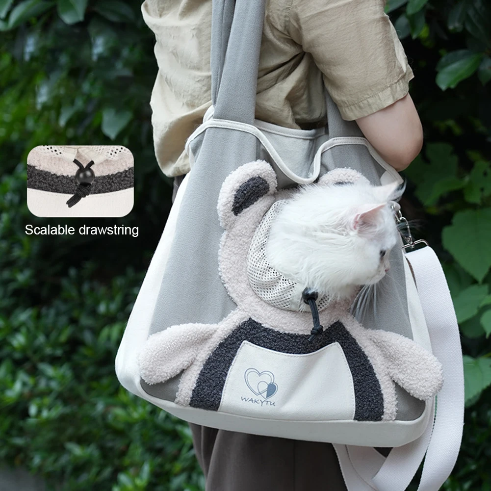 Portable Crossbody Pet Outing Bag Single Shoulder Can Be Exposed Cat Bag Polyester Small Dog Bag Carrying Cat