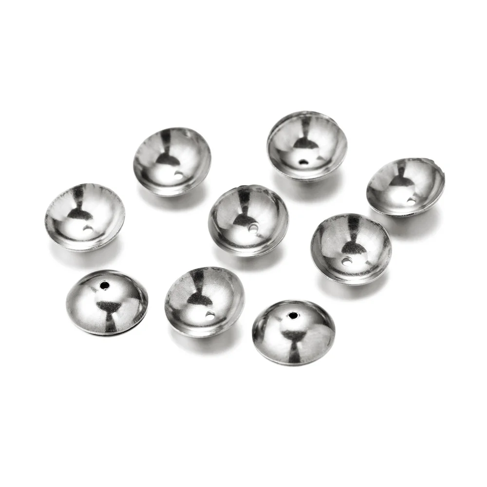 50 teile/los edelstahl 3 4 5 6 8mm runde perlen kappen end kappe verbinder für halskette ohrringe diy schmuck herstellung zubehör