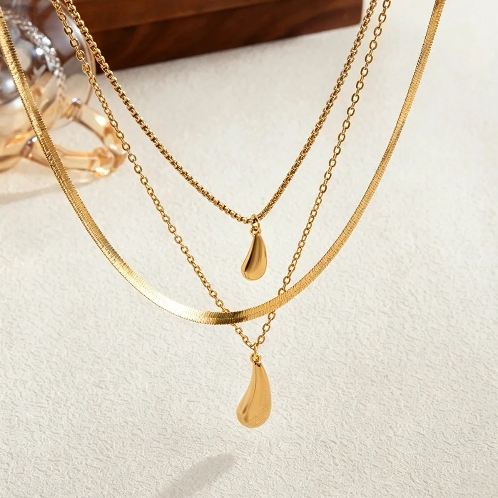 Snake Bone Link Drop Pendant Necklace Metal Construction Cool Tone Finish Snake Chain Necklace Stackable Design