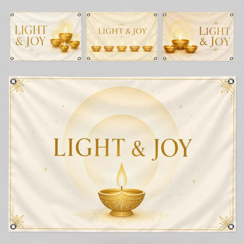 Diwali Festival Classic Vintage Style Flags Home Yard & Garden Decor Banner - Indoor Outdoor Wall Hanging Flag