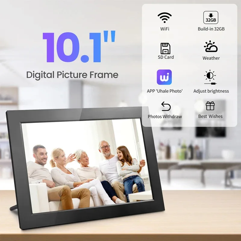 32GB WiFi Digital Photo Frame 10.1 Inch Smart Digital Picture Frame with 1280x800 IPS HD Touch Screen Digital Frame Gift