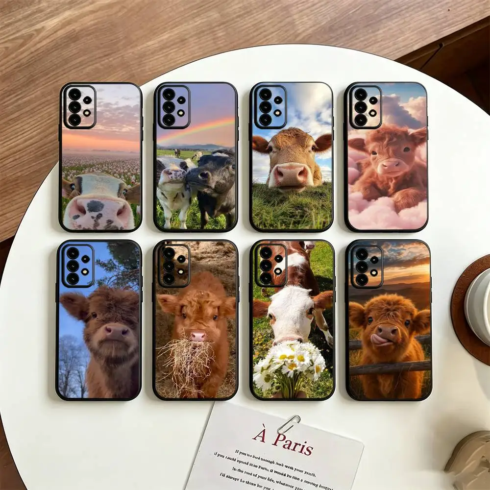 

Lovely Cute Cow Cows OX Phone Case For Samsung S25/S24/S23/S22/S21/S20/Plus,Fe,Lite/Others Black Cover