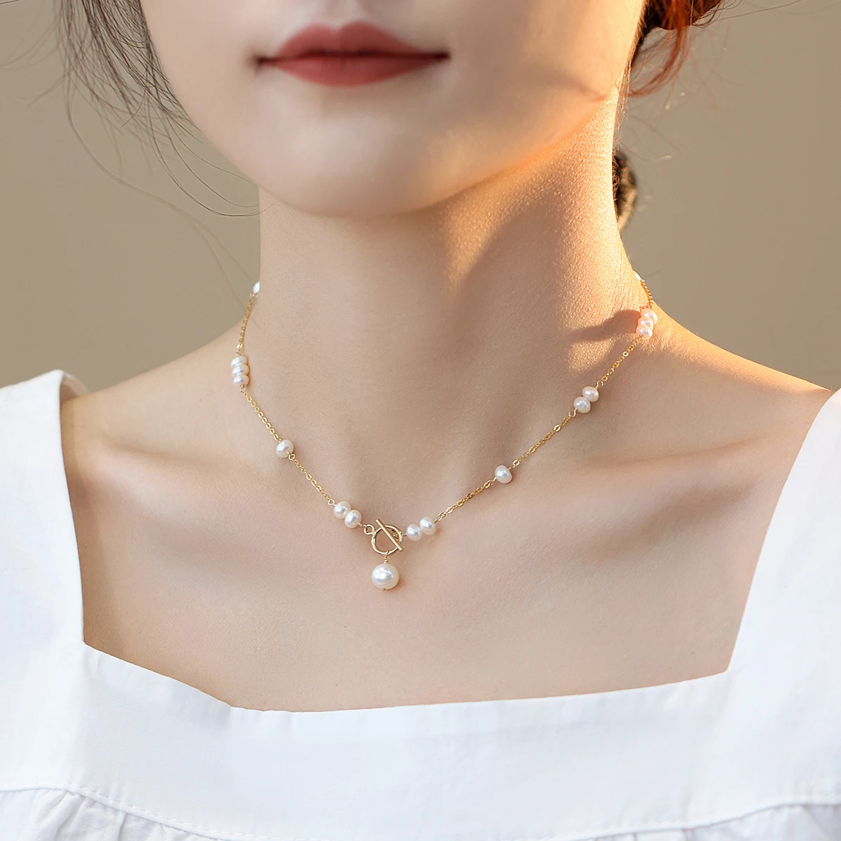 

Lii Ji High Luster Real Pearl 45cm Choker Necklace 14k Goldfilled Toggle Clasp Women Wedding Jewelry Birthday Gift