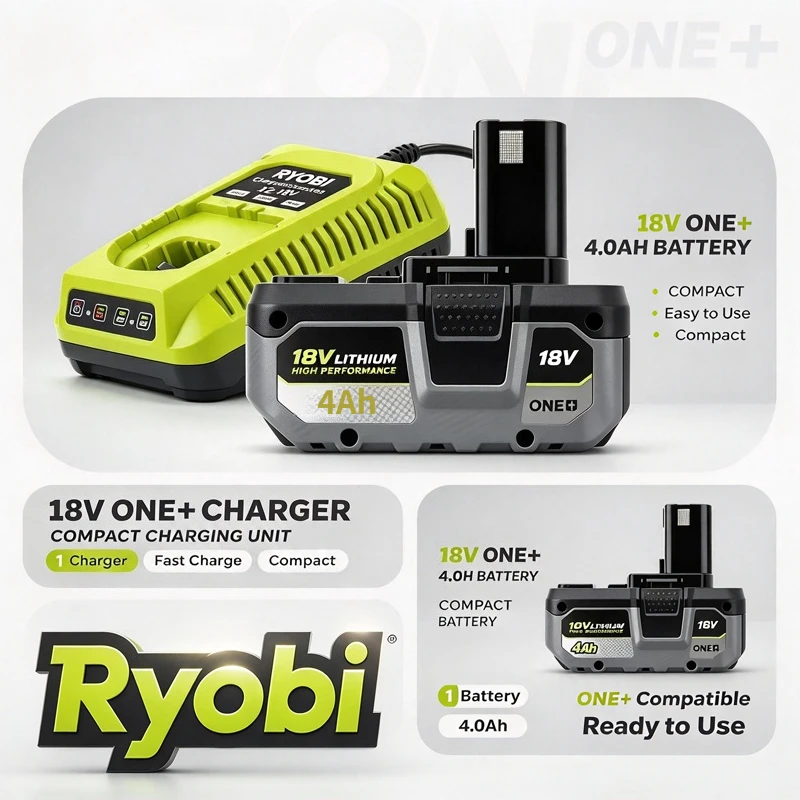 RYOBI One+ P108 18V 4.0Ah 6.0Ah 8.0Ah Lithium Battery,Original Quality,For P107 P109 RB18L50 RB18L20 Cordless Power-Driven Tools