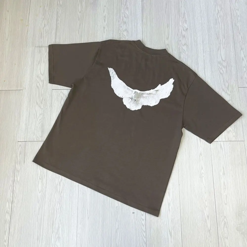 Frog Drift Kanye West Streetwear Vintage YZY DOVE DONDA Loose Ovesized Pigeon Print T-shirt Tops Tee for Men