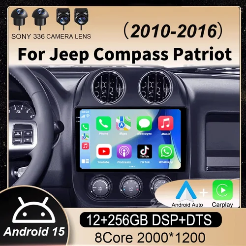 Android 15 Carplay para Jeep Compass Patriot 2010 2011 2012 2013 2014 2015 2016 Radio de coche reproductor Multimedia unidad principal estéreo 2din