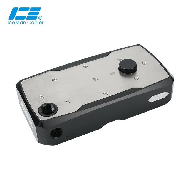IceManCooler Dual D5 Pump Chain Series Connect Refit Top Cover, Jacket, Black, G1/4" Jeden Wlot, Dwa Wyjścia, Pompa Nie Jest Dołączona