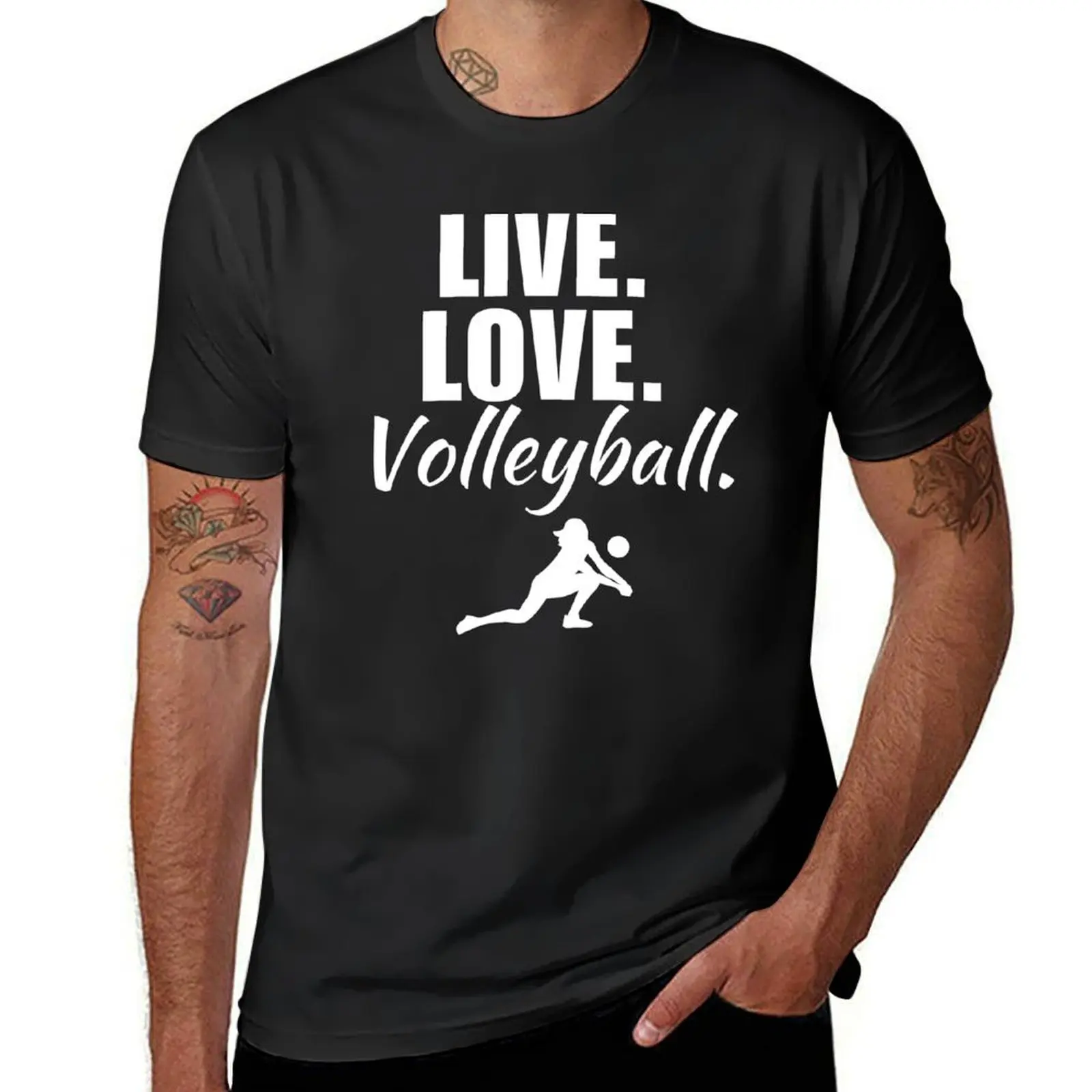 Vivo, amor, voleibol. Funnys camisetas gráficas para hombres y mujeres, divertido juego de voleibol, cita o frase, jugador femenino