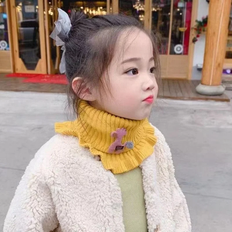 Baby Scarf Winter Neck Warmer for Kids Children Boys Girls Woolen Knitted Mustache Solid Warm Crochet Scarves Plaid Fashion Doll