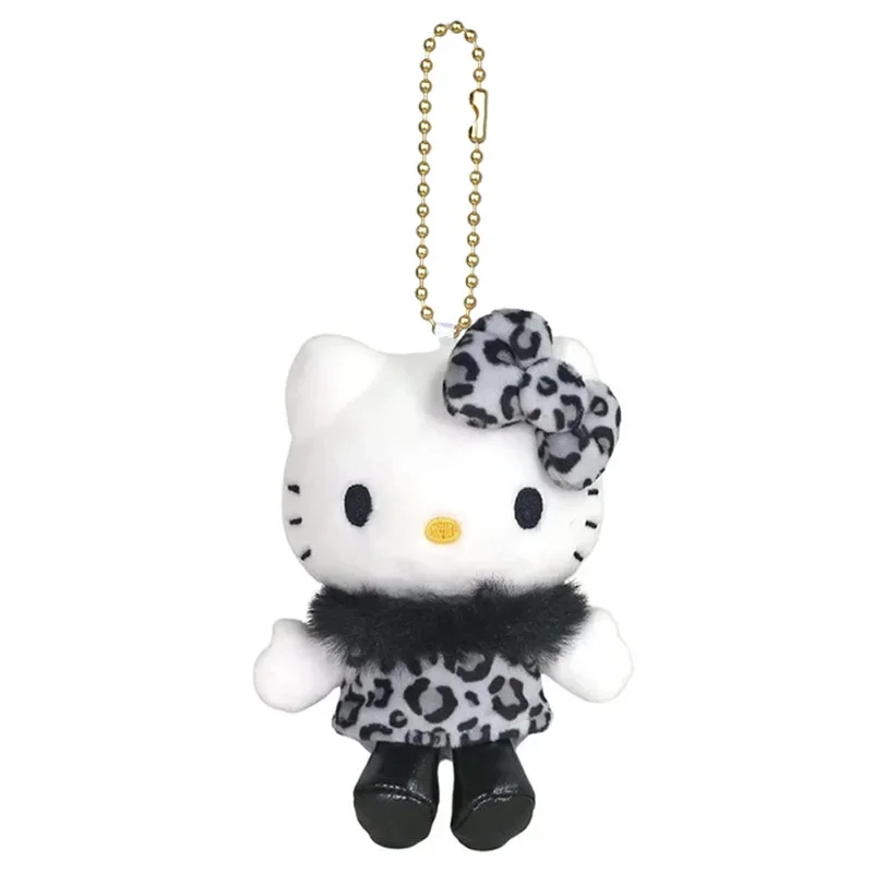 Pendentif série imprimé léopard Hello Kitty, poupée en peluche, sac de dessin animé pour fille, porte-clés suspendu, ornement, cadeaux d'anniversaire