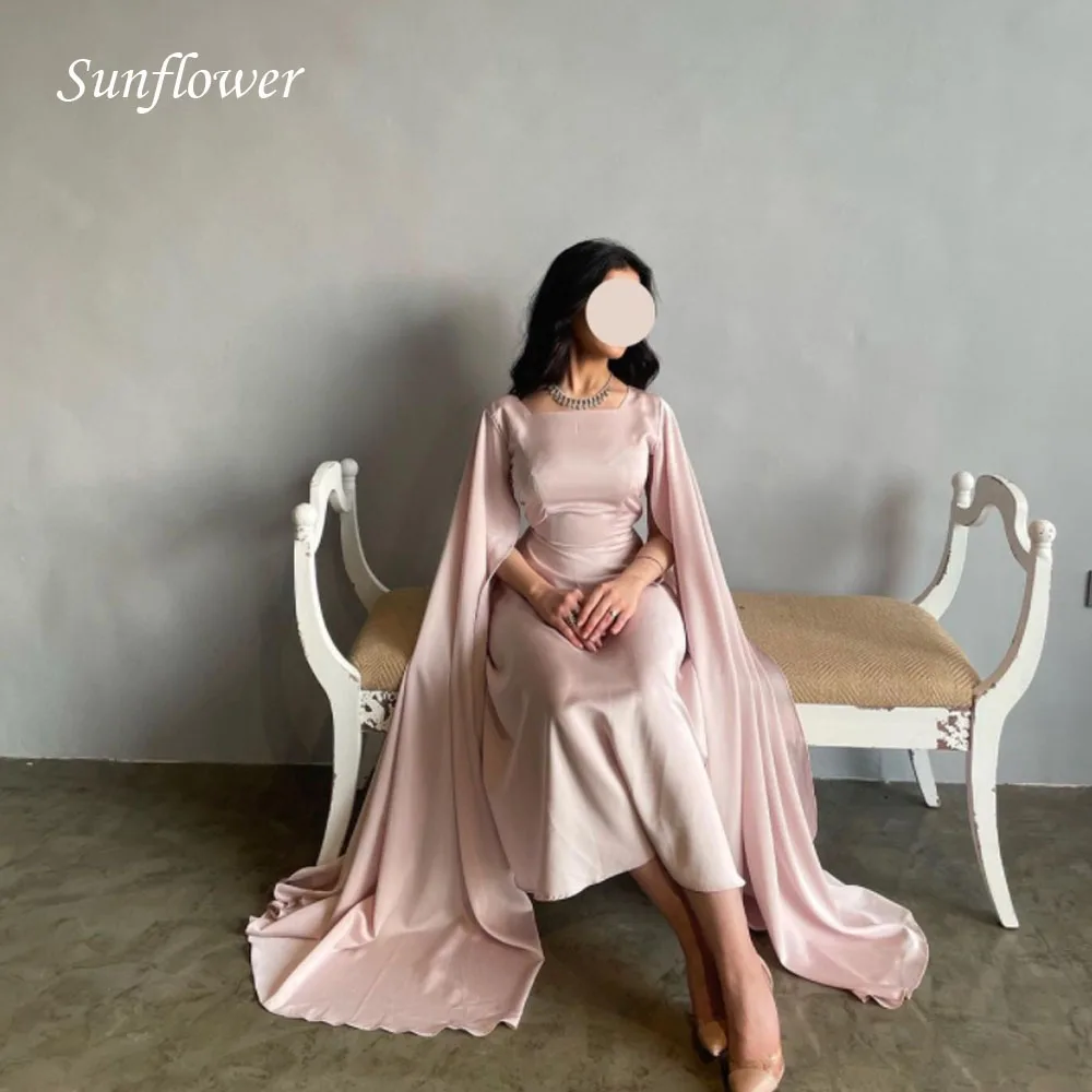 

Sunflower Pink High Neck Prom Gowns Mermaid Evening Dress Simple Slim Party Dress 2023 Satin Ankle-Length High-end Custom