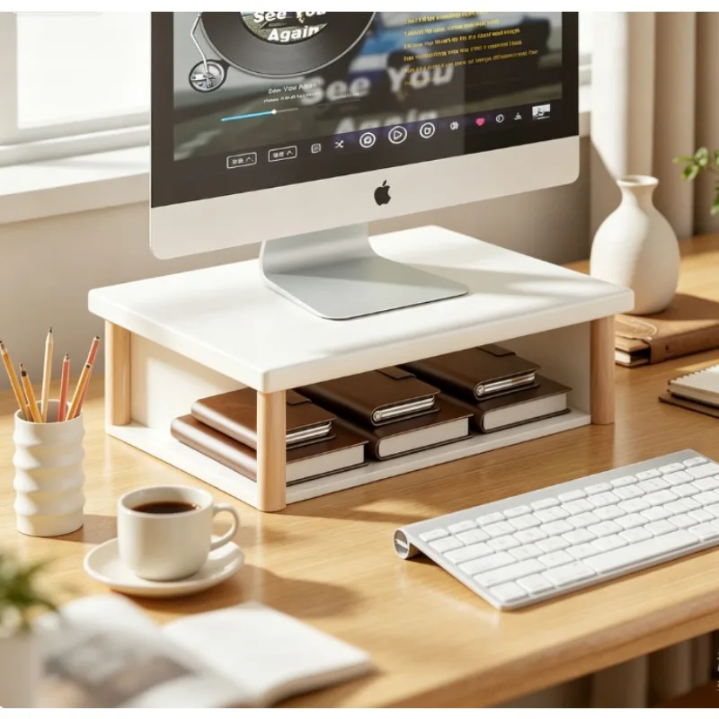 Monitor Riser Stand Small Desktop Computer Screen Elevator Base for Office Desk, Sturdy Adjustable Space-Saving Organizer.